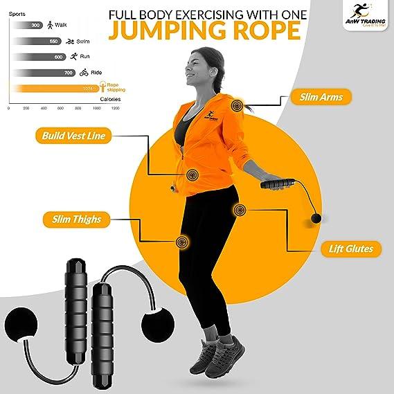 Cordless 2-in-1 Jump Rope | Ropeless Skipping Rope for Workout | Adjustable Length | Portable Fitness Training Tool weighted rope portable exercise