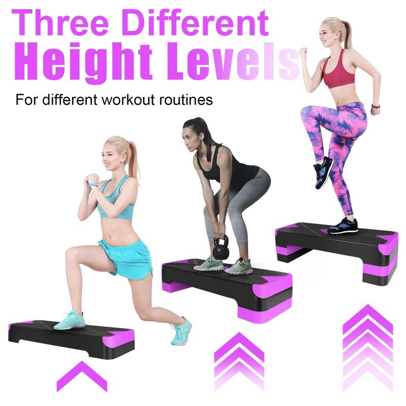 27''Adjustable Workout Aerobic Stepper in Fitness,Exercise Step Platform Trainer 3 Settings Adjustable Height 4”-6”-8”,for Home Gym Cardio Strength