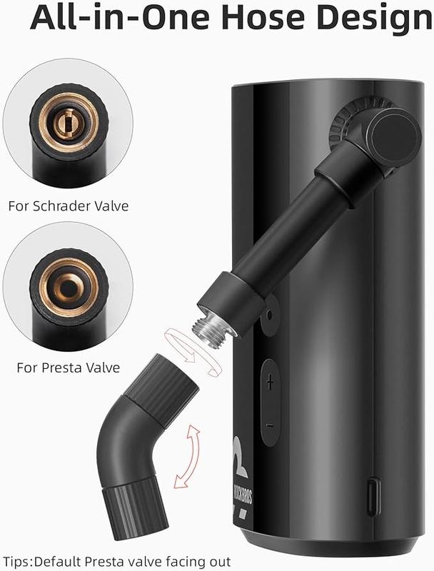 ROCKBROS 150PSI Mini Electric Bike Pump, 32s Fast Inflation, Bike Tire Pump with Digital Gauge, Auto-Shutoff, Compatible with Presta and Schrader Valves