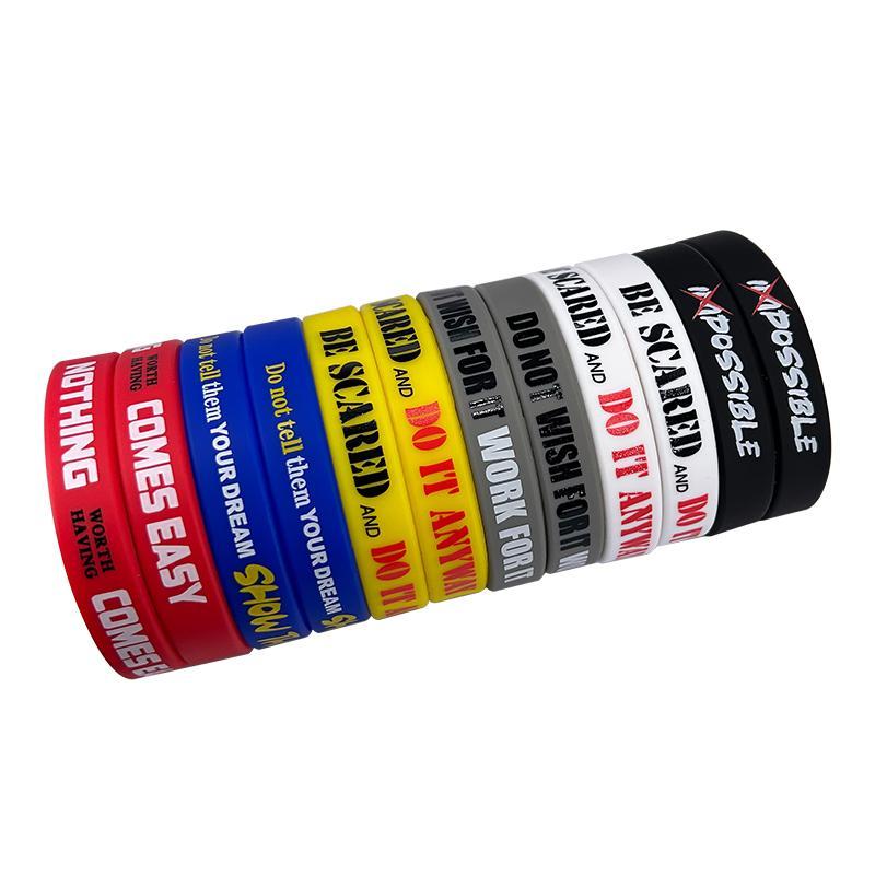 Silicone Wristband, 12pcs set Inspirational Quotes Sports Band, Perfect Indoor Entertainment Accessory, Ideal Summer Gift