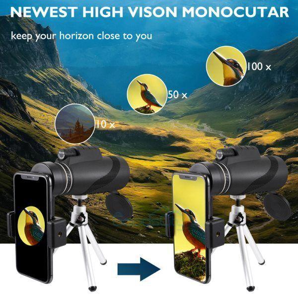 Day Night Military Telescope 80X100 Zoom HD Monocular Mobile Phone Telescope