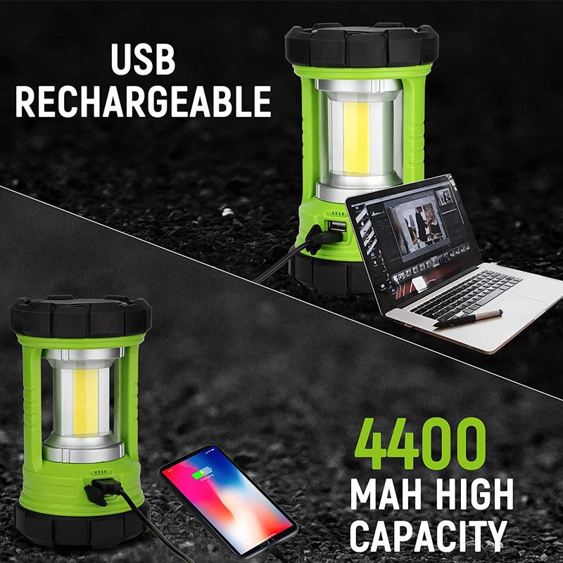 2024 Camping Gadgets Hokolite 3000 Lumens 360° COB Rechargeable Camping Lantern Green