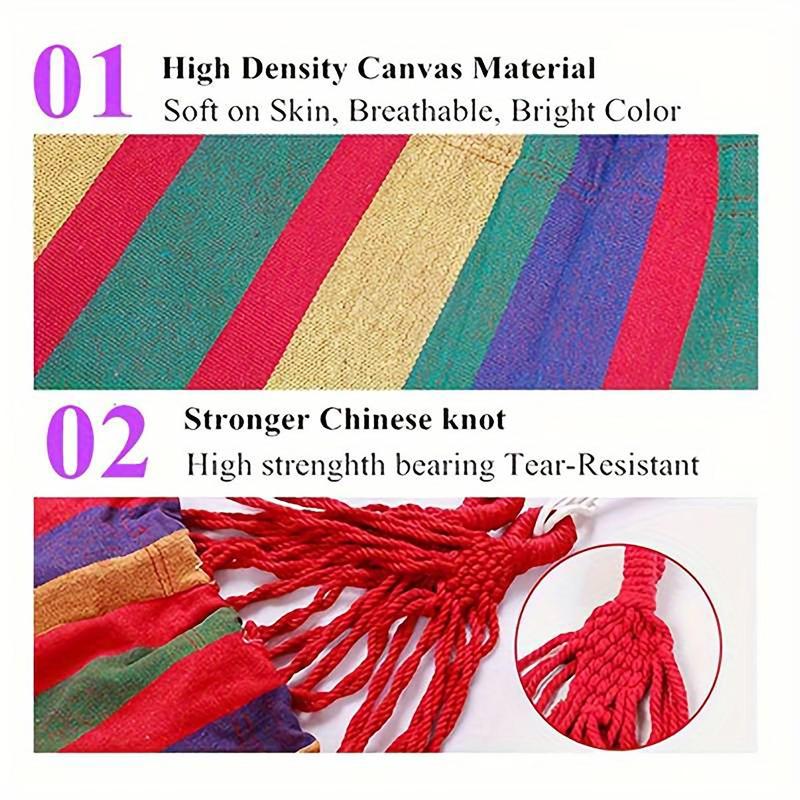 Colorful Hammock with Drawstring & Storage Bag, 1 Set Heavy-duty Travel Hammock, Easy-to-use Portable Camping Hammock for Indoor & Outdoor Relaxation