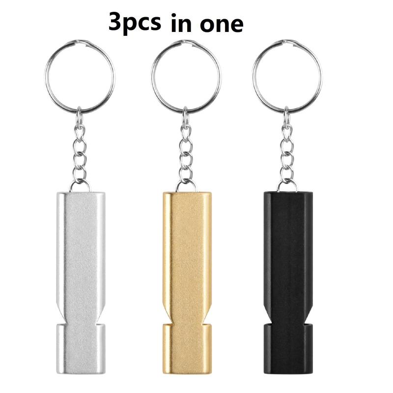 Outdoor Whistle, 3 Counts Multicolor Aluminum Alloy Whistle Set, Sports Whistle with Keychain for Outdoor Camping Hiking