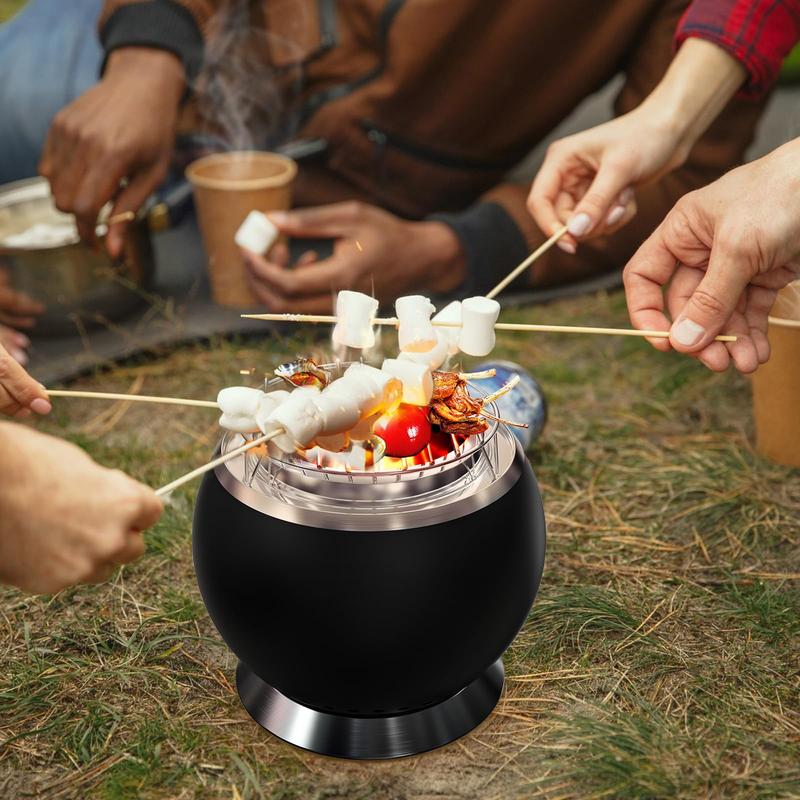 Tabletop Fire Pit, Low Smoke Outdoor Mini Fire Pit Fueled by Pellets or Wood with Travel Bag Cook Grid Portable Fire Pit for Urban & Suburbs Camping