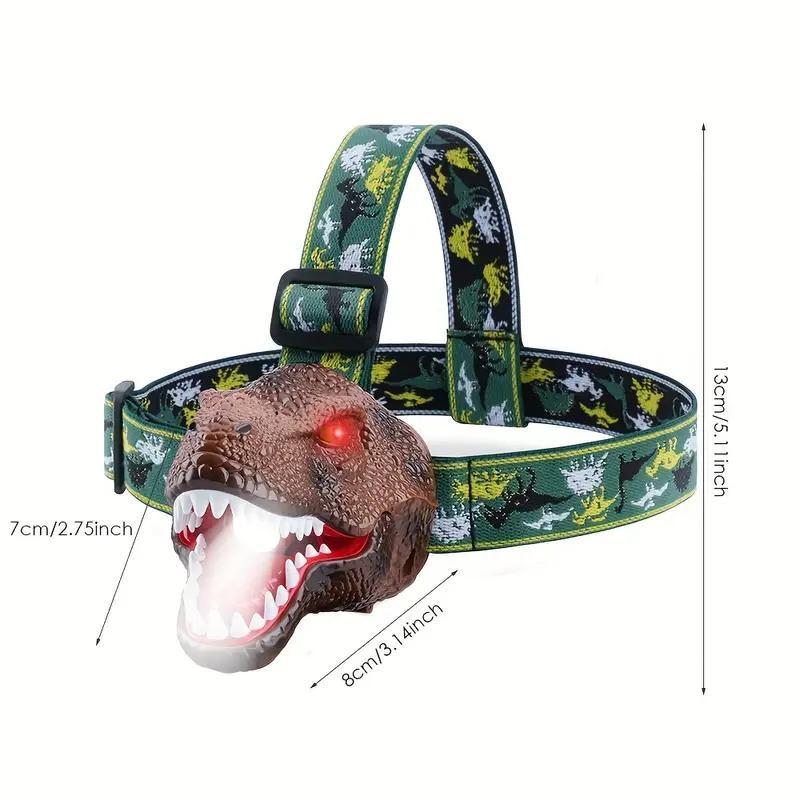 USB Rechargeable Dinosaur Head Design Headlamp, Outdoor Camping Headlight, 90° Rotating Outdoor LED Night Light