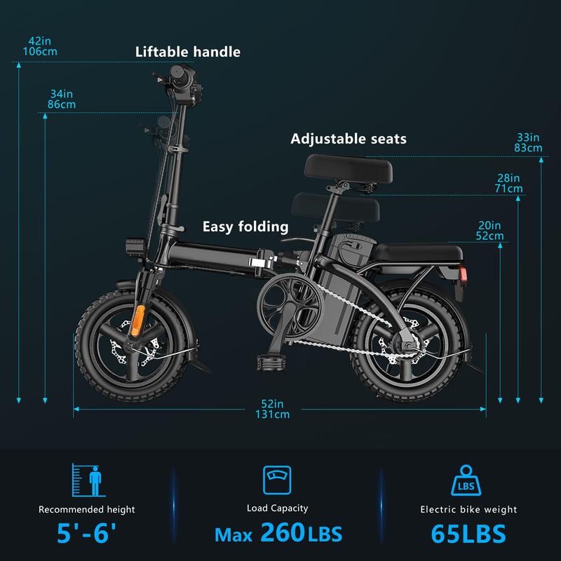 Electric Bike for Adults,Folding Ebike,Electric Bicycle with Removable Battery, 20MPH Commuting Electric Bike, High Brushless Gear Motor