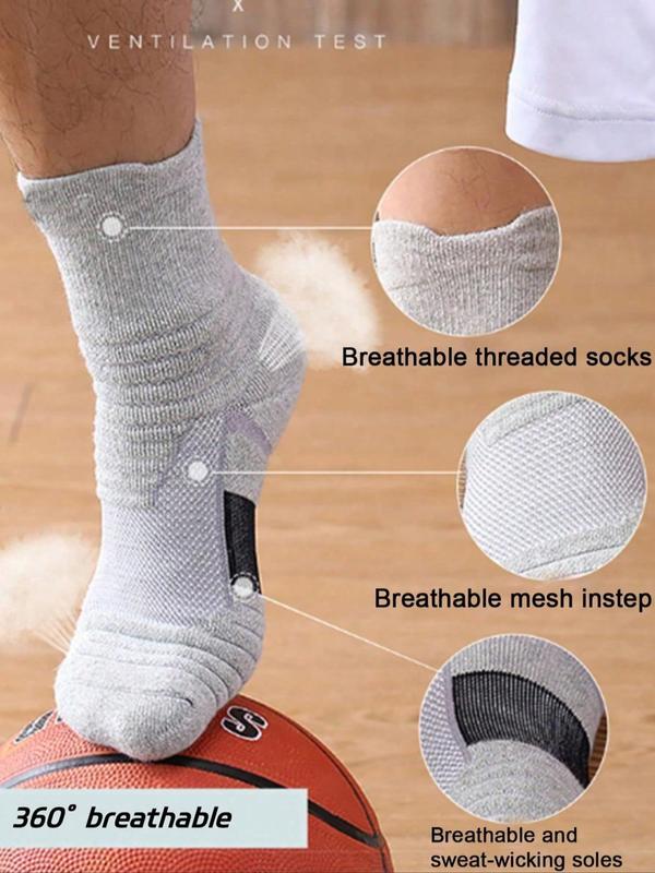 Men's Colorblock Crew Socks, Casual Non-slip Mid Tube Socks, Athletic Running Socks, Mid Calf Socks for Men, Knitting Socks for All Seasons