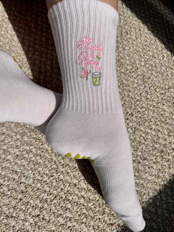 “Matcha & Pilates“ ??embroidered Pilates crew socks