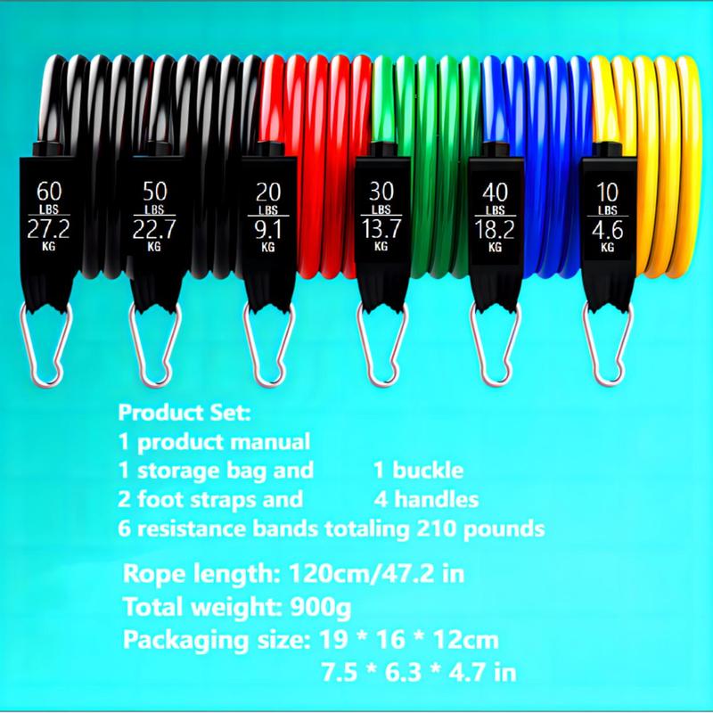 Resistance Band Set, 14pcs set Workout Bands with Handles, Strength Training Equipment, Exercise Bands for Shape Body and Home Workouts