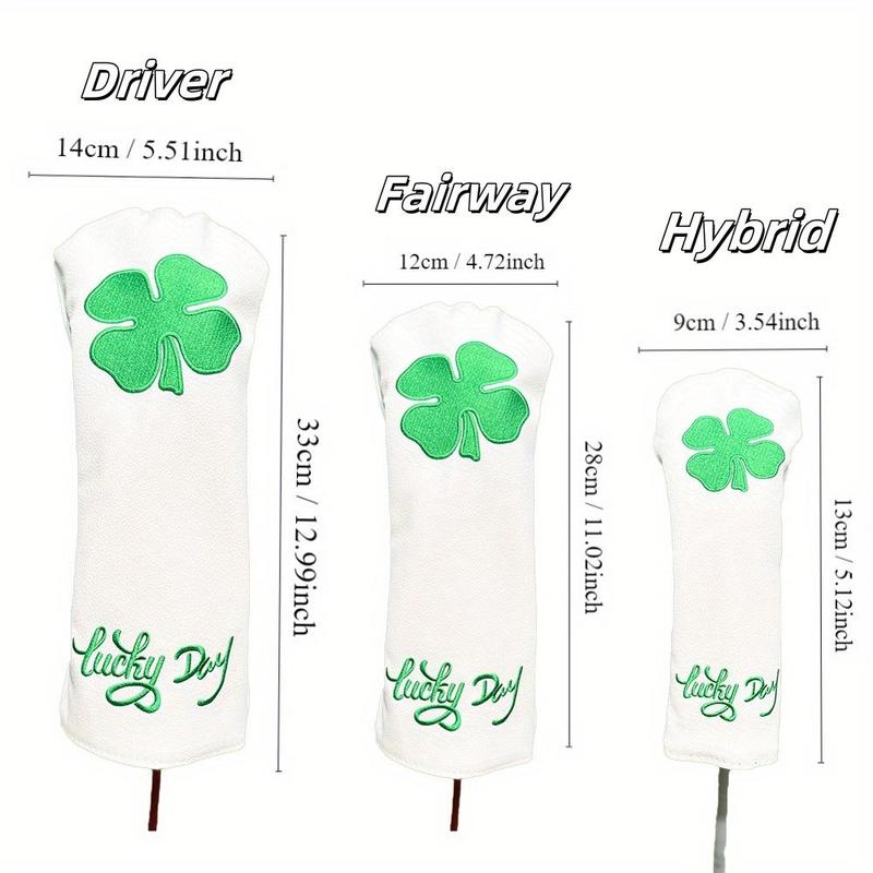 Four-leaf Clover Pattern Golf Club Head Cover, 1 4 Counts Durable Waterproof Golf Club Head Cover, Golf Accessories for Men & Women