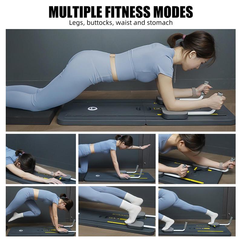 6 in 1 Upgraded Multi-functional fitness board，Ab Trainer，Ladies yoga equipment，Home Pilates Reformer，Unisex abdominal&core strength training equipment，With timing function，Build muscle，Foldable， Lightweight，and Efficient for Home Gym Fitness