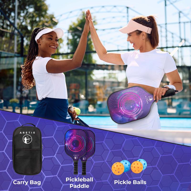 Pickleball Paddle Set of 2 | Advanced Carbon Fiber for Enhanced Control | Includes 4 High-Performance Balls & Durable Bag | Ultra-Lightweight 7.8oz | Ergonomic Grip | Perfect for Beginners