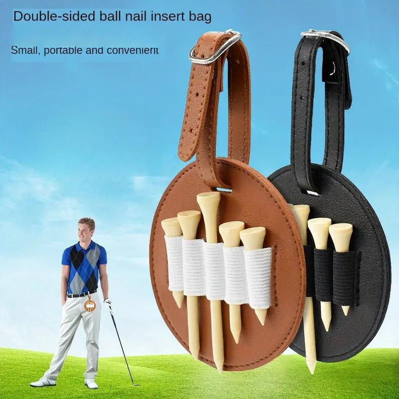 Golf Fairway Holder Kit, 2 Counts Double-sided Golf Fairway Bag with 10 Tees, Outdoor Waist Hanging Golf Accessories Storage Bag for Men & Women