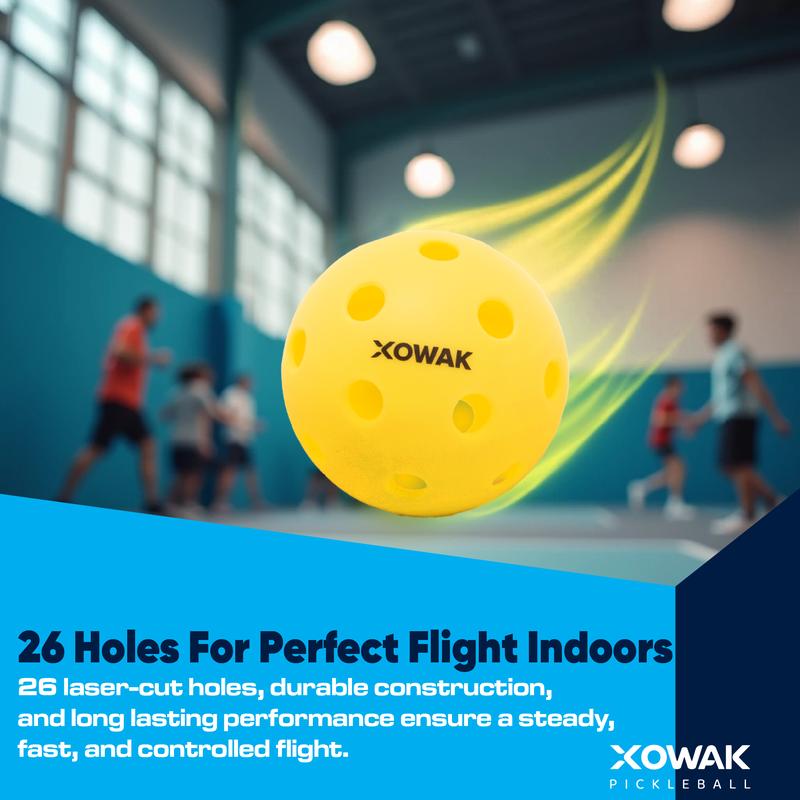 Xowak Ace Flight 26 Pickleball Balls for Indoor Play - Ultra-Durable Polythene, 26 Precision Holes - No Warm-Up Needed - Neon Yellow - USAPA Approved, Pack of 12 USA Approved Outdoor Pickleballs