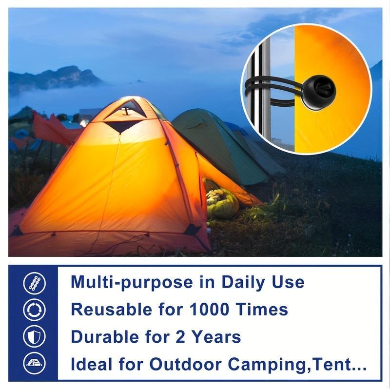 Outdoor Elastic Ball Type Elastic Rope, 25pcs set Tent Clamp Fixed Ball Clip, Loose Tight Lashing Rope, Tent Accessories for Outdoor Camping Hiking