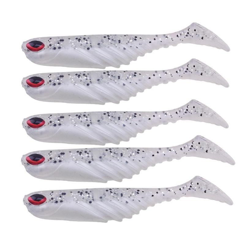 3D Fish Eye Design Fishing Lure (5 Counts set), Soft Bait Fishing Lure, Artificial Bait Jig Wobblers T Tail Swimbaits, Fishing Accessories