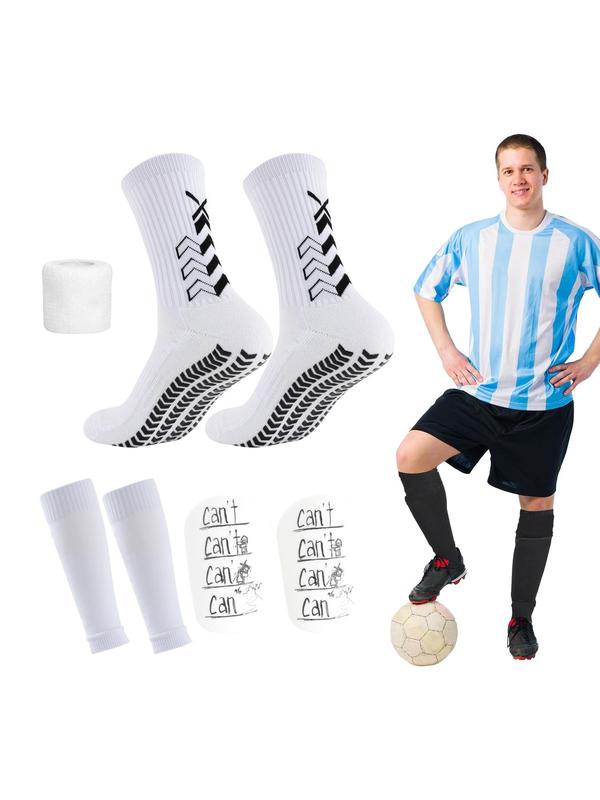 Soccer Player Costume Accessories Set, 4 Count set Including Leg Warmers, Shin Guard, Sports Bandage, Sports Socks, Breathable Sports Accessories for Men