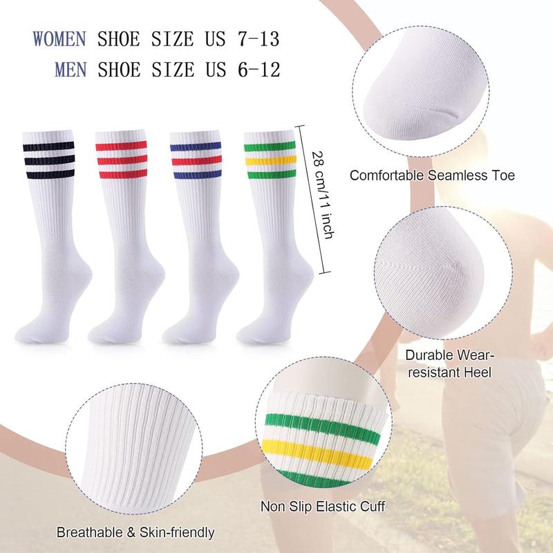 Ultrafun Sweatbands Striped Socks Set Sports Headband Wristband Knee High Tube Socks 80s Costume Accessory for Women soccer socks