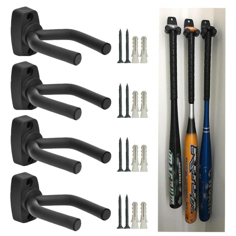 1 Set Wall Mounted Vertical Baseball Bat Holder With Nail, Baseball Bat Display Rack, Baseball Bat Bracket