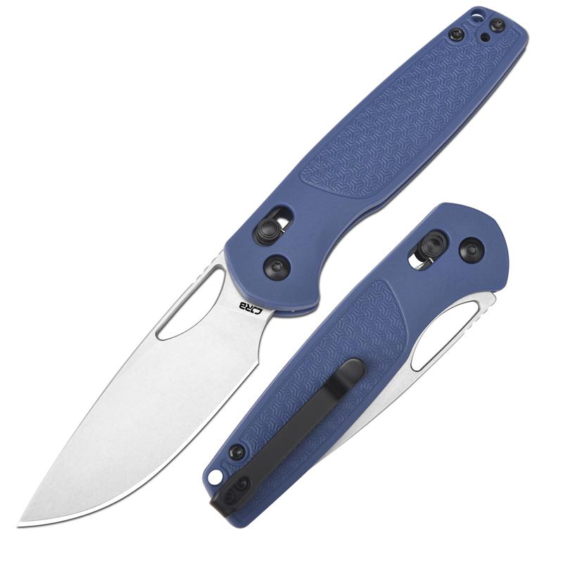 CJRB Acacia Pocket Knife, 3.21'' AR-RPM9 Steel Blade with Clip for Men Women, Sharp Crossbar Lock for Camping Survival Hiking, J1952 Blue Stonewash