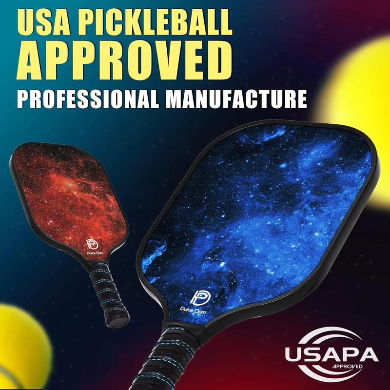 DULCE DOM Pickleball Paddles, USAPA Approved Fiberglass Graphite Pickleball Set of 2 4 with Pickleball Paddles, 4 Pickleball Balls and Pickleball Bag, Pickleball Rackets Equipment for Beginners & Pros