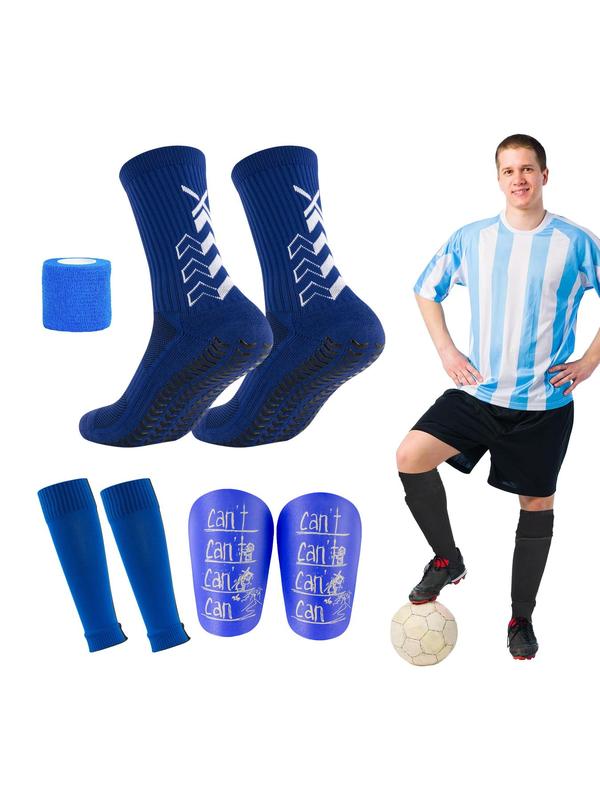 Soccer Player Costume Accessories Set, 4 Count set Including Leg Warmers, Shin Guard, Sports Bandage, Sports Socks, Breathable Sports Accessories for Men