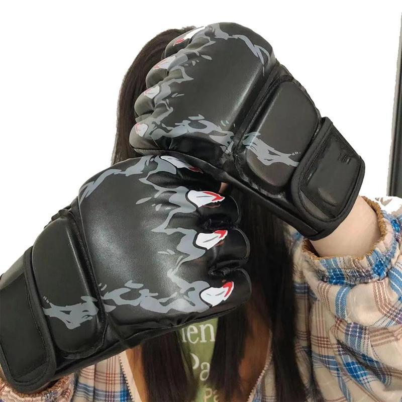 Half Finger Boxing Gloves, 1 Pair Professional Boxing Training Gloves, Training Equipment For Taekwondo & MMA, Christmas Gift