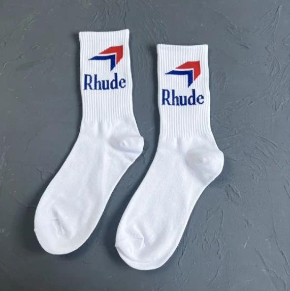 Rhude for Men Women 5-Pair Funny Letter Cotton CrewSocks sport socks grip socksfootball socks