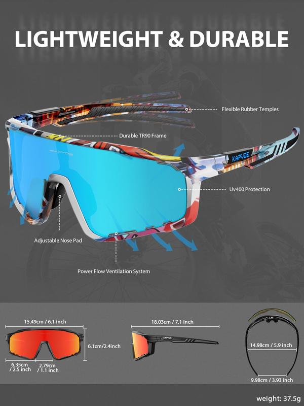 Unisex's Outdoor Sports Eyewear, Sporty UV400 Bike Shades, Cycling Glasses for Women & Men, Goggles, Sports & Outdoor Clothes Accessories for Outdoor Activities Back To School, Fall Essentials