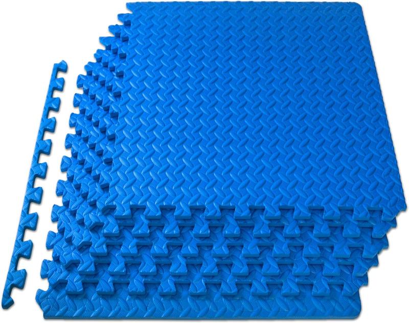 EVA Interlocking Foam Floor Tiles for Home Gym & Kids - Puzzle Exercise Mat ½ in, Floor Padding by Workout Equipment, 24 in x 24 in, Black