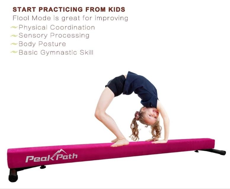 8FT Adjustable&Foldable Gymnastics Balance Beam,Home Gym Equipment,Easy Assembling and Storage,No Tool Require,for Kids Children Girls Training