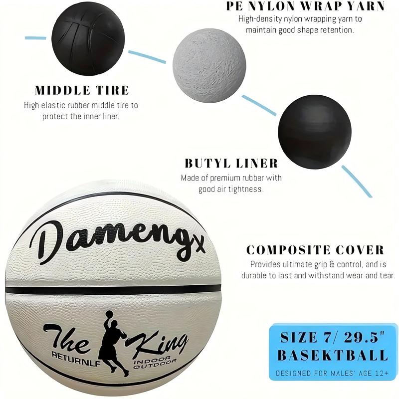 Glowing Basketball, Size 7 Basketball, Wear-resistant Basketball for Adult and Student Competitions and Training, Professional Quality, Cool Birthday Gifts