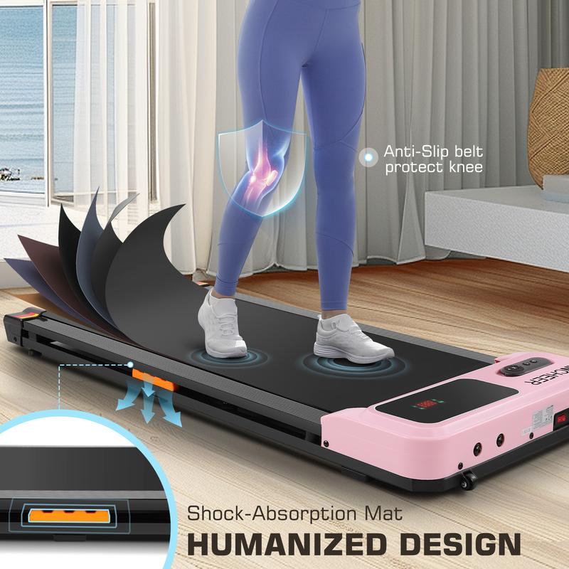 Ancheer-6000 Five Colors Young Fashion Under Desk Walking Mat Treadmill, 2024 Under Desk Electric Treadmill, Flat Portable Treadmill with LED Display and Remote Control, Installation-Free Walking Treadmill for Home Office