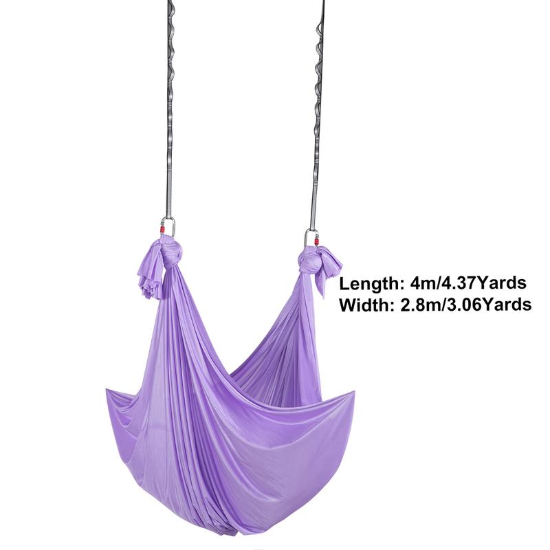 VEVOR Aerial Yoga Hammock & Swing, 4.4 Yards, Yoga Starter Kit with 100gsm Nylon Fabric, Full Rigging Hardware and Easy Set-up Guide, Antigravity Flying for All Levels Fitness Bodybuilding, Purple