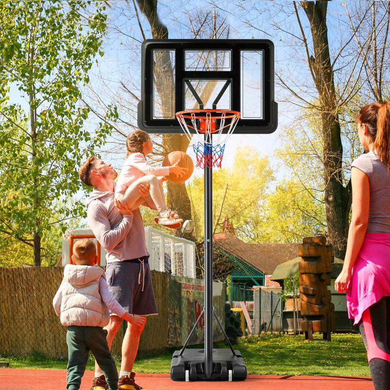 Adjustable Outdoor Basketball Hoop for Kids and Adults 4.2-10ft, with Shatterproof Backboard & Rust-Proof Steel Poles