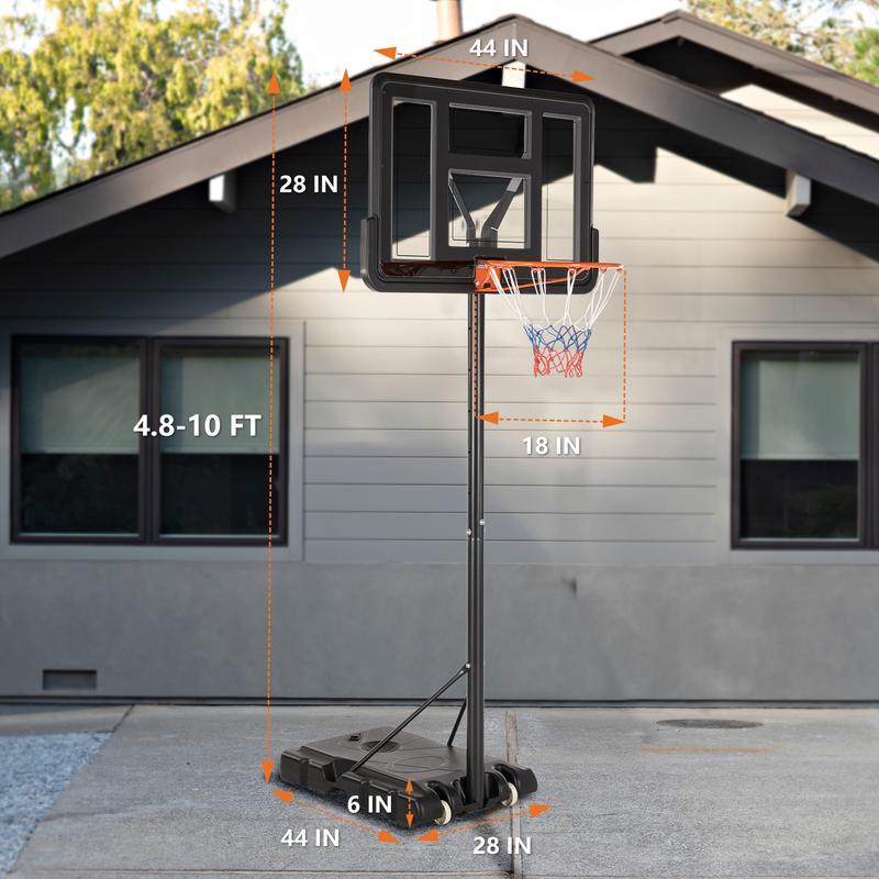 Adjustable Outdoor Basketball Hoop for Kids and Adults 4.2-10ft, with Shatterproof Backboard & Rust-Proof Steel Poles