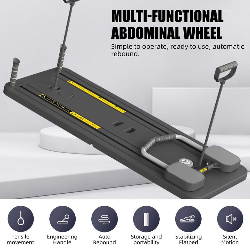 6 in 1 Upgraded Multi-functional fitness board，Ab Trainer，Ladies yoga equipment，Home Pilates Reformer，Unisex abdominal&core strength training equipment，With timing function，Build muscle，Foldable， Lightweight，and Efficient for Home Gym Fitness