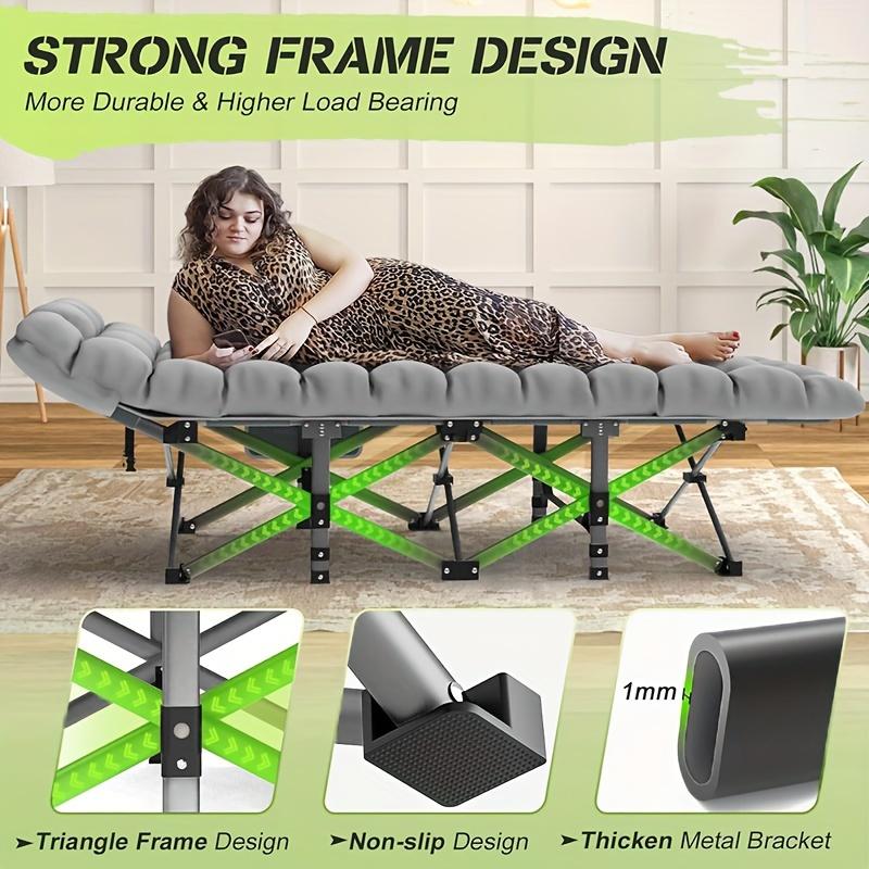 Home & Kitchen Portable Camping Bed, Adult Bed, 28-Inch Widened Heavy Duty Folding Bed, Maximum Load Capacity 600 Lbs, with Thick Cushion, Outdoor Camping Office, Home Nap