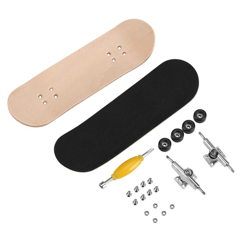 Maple Wooden Fingerboard Finger Skateboard Set with Box - Reduce Stress Gift in Black Color