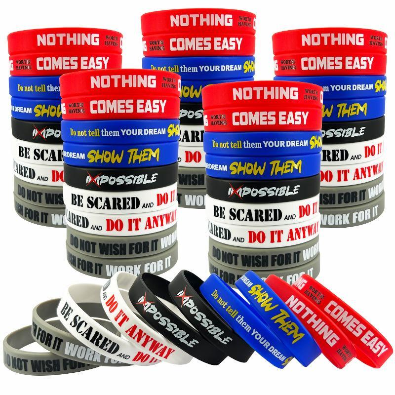 Silicone Wristband, 12pcs set Inspirational Quotes Sports Band, Perfect Indoor Entertainment Accessory, Ideal Summer Gift