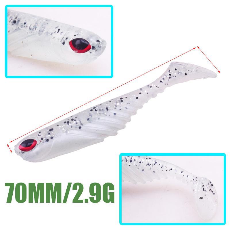 3D Fish Eye Design Fishing Lure (5 Counts set), Soft Bait Fishing Lure, Artificial Bait Jig Wobblers T Tail Swimbaits, Fishing Accessories