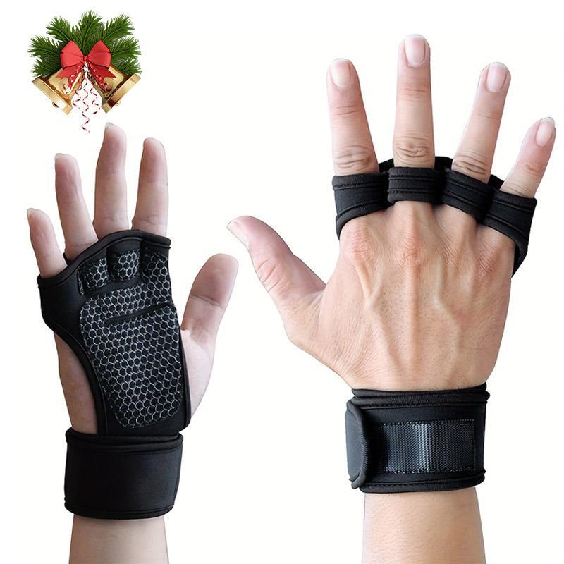 Weight Lifting Training Gloves, 1 Pair Durable Anti-slip Strength Training Gloves, Wrist Strap Adjustable, Sports Gloves for Men & Women