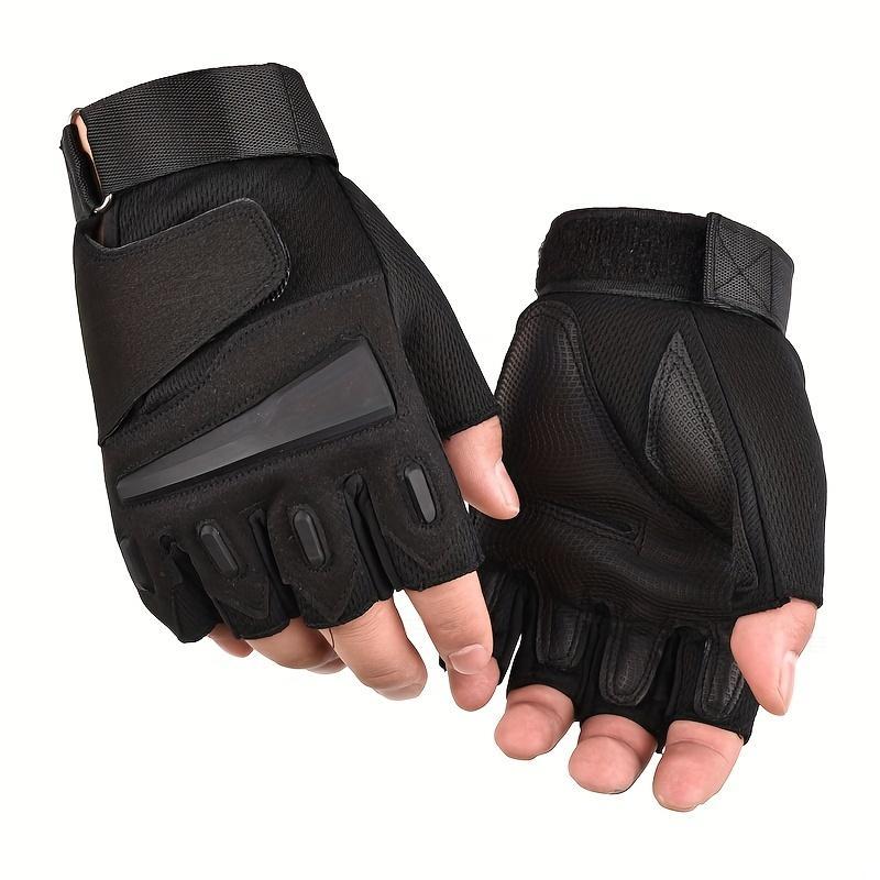 Sporty Unisex Breathable Non-slip Sports Fingerless Gloves, 1 Pair Velcro Closure Half Finger Gloves, Sports Gloves for Gym Workout Cycling Outdoor Activities