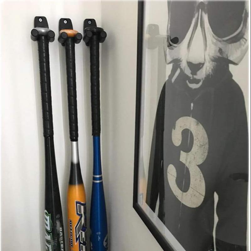 1 Set Wall Mounted Vertical Baseball Bat Holder With Nail, Baseball Bat Display Rack, Baseball Bat Bracket