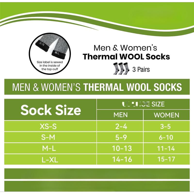 Merino Wool Socks for Men and Women Warm thermal Boot Hiking Socks 3 Pairs