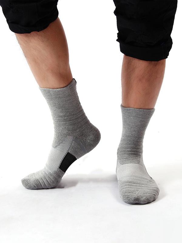 Men's Colorblock Crew Socks, Casual Non-slip Mid Tube Socks, Athletic Running Socks, Mid Calf Socks for Men, Knitting Socks for All Seasons