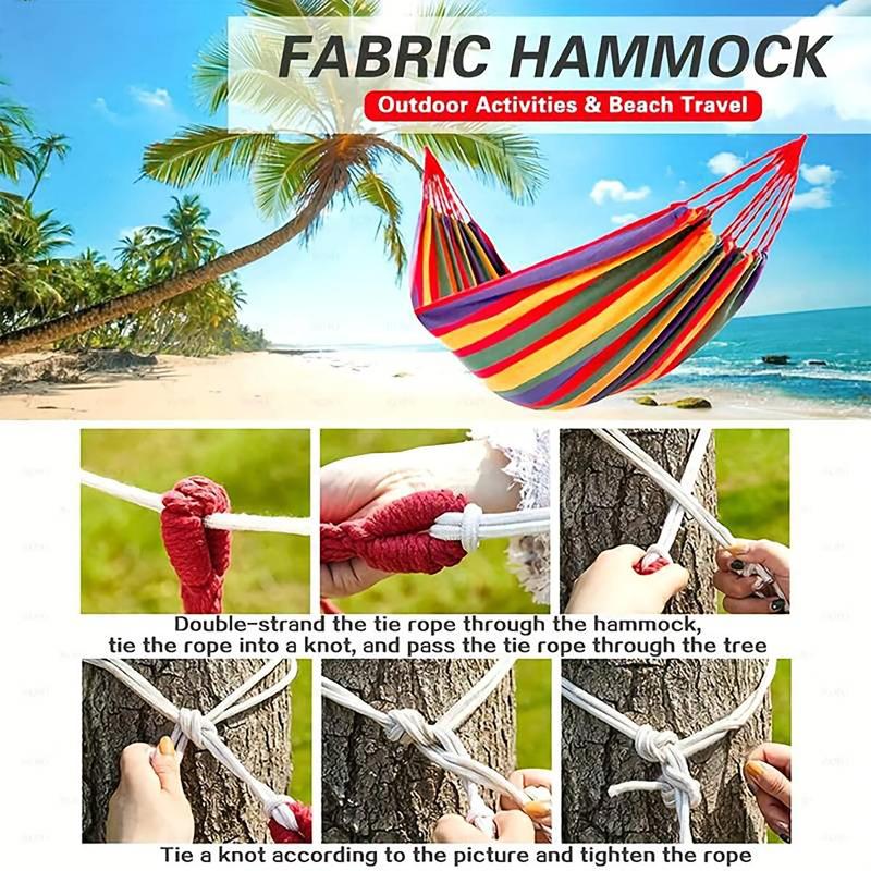 Colorful Hammock with Drawstring & Storage Bag, 1 Set Heavy-duty Travel Hammock, Easy-to-use Portable Camping Hammock for Indoor & Outdoor Relaxation