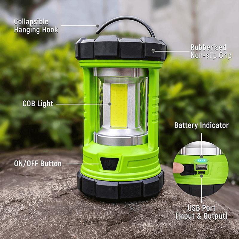 2024 Camping Gadgets Hokolite 3000 Lumens 360° COB Rechargeable Camping Lantern Green