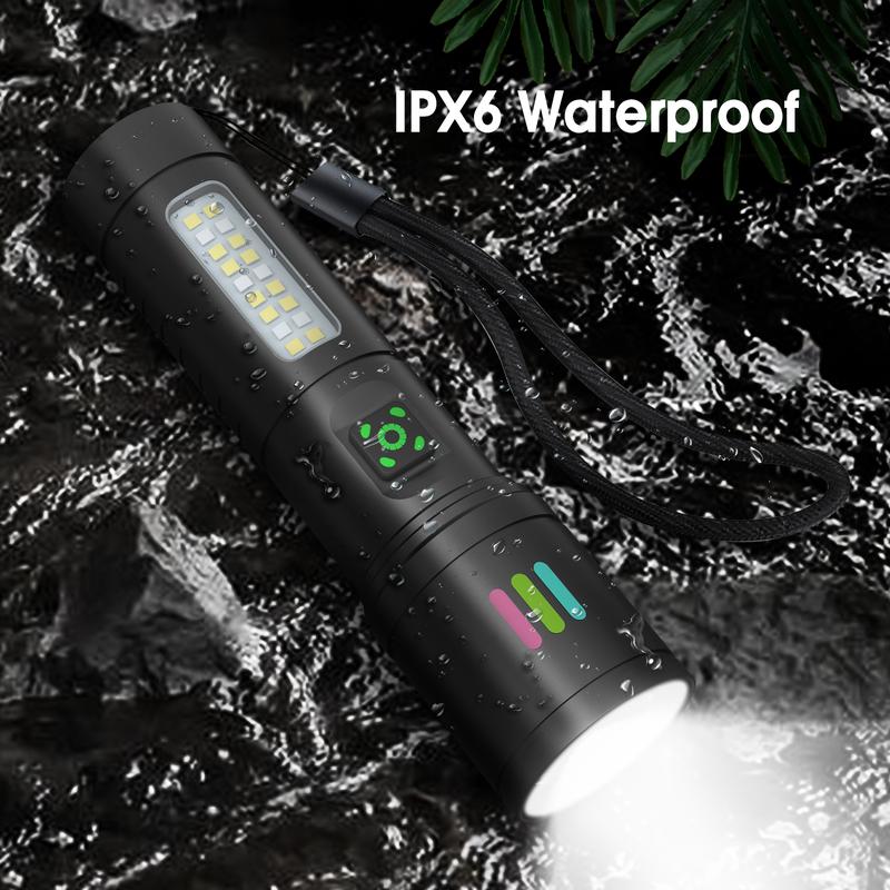 Usb Rechargeable Led Flashlights Summer Gifts, Waterproof Zoomable Flashlight Led Lights, Portable Lighting Equipment, for Outdoor Camping Fishing